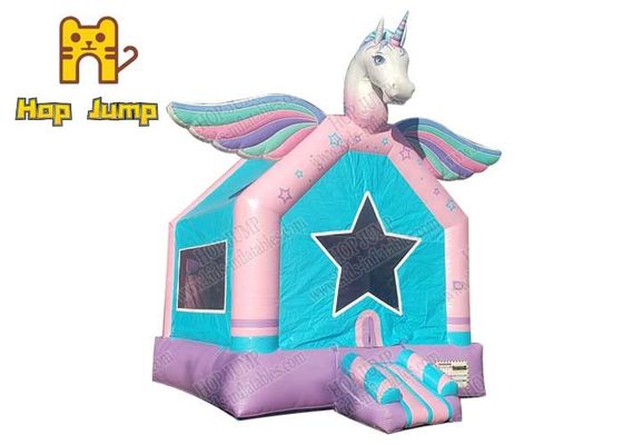 ترامپولین بادی سرپوشیده 13ft Kids Jumping Bouncer Castle Design Unicorn